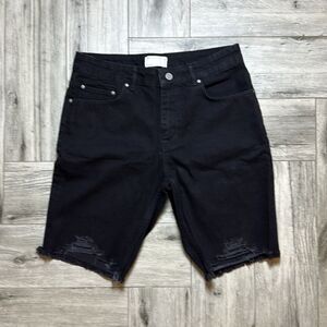 ASOS Design Mens Light Wash Blue Slim Denim Raw Bermuda Shorts Size 32 NWT